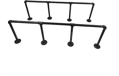 Industrial Wall Mounted Iron Floating Pipe Shelves/Shelving/Racks/Storage/Bookcases/Brackets, DIY Open Bookshelves/Shelving for Kitchen/Office, Retro Black,(4-Tier Shelf Brackets,Not Include Planks)