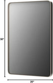20x30 Inch Brushed Nickel Bathroom Mirror, Brushed Silver Metal Framed Wall Mirror, Rounded Corner Rectangle Modern Vanity Mirror, Tempered Glass, Anti-Rust, Shatterproof (Horizontal/Vertical)