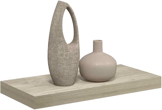 Floating Wall Shelf Oak Honeycomb MDF 19.7 x 9.1 x 1.5 Inches Modern Minimalist Invisible Mounting Durable Display