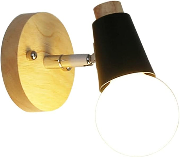 Minimalist Solid Wood Wall Lamp Black Socket Modern Loft Lighting Decor for Bedroom Living Room Dining Study Bathroom Space Saving Mounted Decorative Sconce