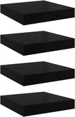 High Gloss Black Floating Wall Shelf Set of 4, Honeycomb MDF and Metal Small Shelves for Modern Home Decor, Display Organizer for Living Room, Bedroom, or Office