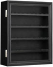 Block Toy Minifigures Dimensions Display Case Thimble Wall Cabinet Shelves Compatible with Challenge Coin Lockalbe UV Protection Door (Small - Black Frame)