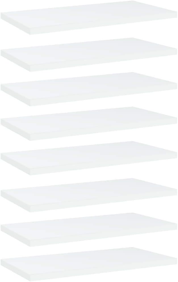 Set of 8 Floating Wall Shelves, 15.7 x 7.9 Inch Rectangular Engineered Wood Shelving Boards for Books, Plants, and Home Decor, Matte White Display Ledge
