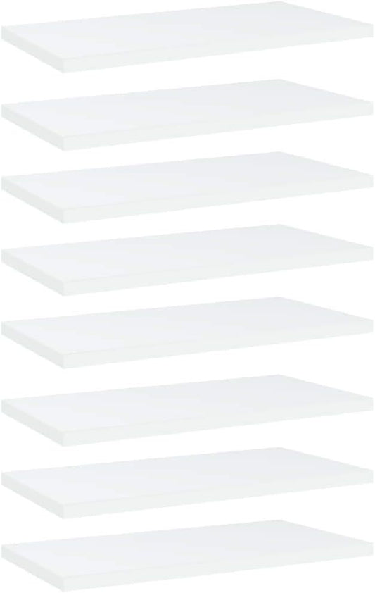 Set of 8 Floating Wall Shelves, 15.7 x 7.9 Inch Rectangular Engineered Wood Shelving Boards for Books, Plants, and Home Decor, Matte White Display Ledge