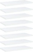 Set of 8 Floating Wall Shelves, 15.7 x 7.9 Inch Rectangular Engineered Wood Shelving Boards for Books, Plants, and Home Decor, Matte White Display Ledge