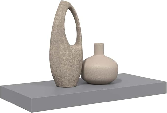 Grey Honeycomb MDF Metal Floating Wall Shelf 19.7 x 9.1 x 1.5 in, Modern Matte Finish for Display and Storage, Supports 15.4 lbs, Easy Installation with Mounting Hardware