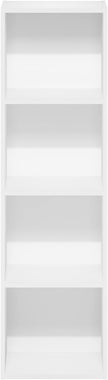 Furinno PASIR Book Shelf, 4-Tier Modern Bookshelf, Open Shelves Bookcase 9 x 12 x 42, for Living Room, Bedroom, Home Office, White