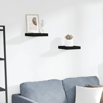 Black Honeycomb Floating Wall Shelves Set of 2, Modern Matte Black MDF and Metal Compact Shelves for Home Decor, Wall Mounted Storage Display Organizer
