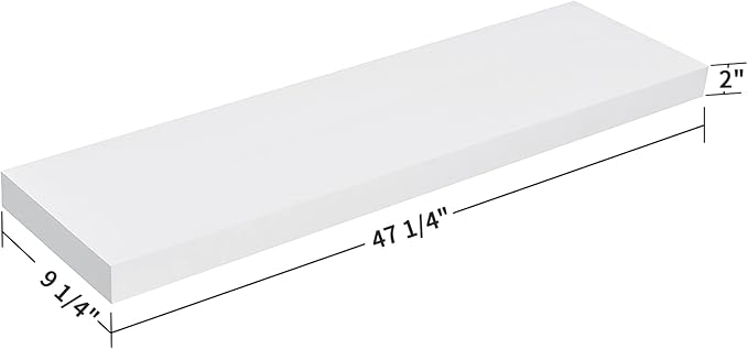 WELLAND 48 inch White Mission Floating Shelves for Wall, Bathroom and Bedroom, Modern Display and Book Shelves, Kitchen