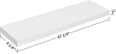 WELLAND 48 inch White Mission Floating Shelves for Wall, Bathroom and Bedroom, Modern Display and Book Shelves, Kitchen