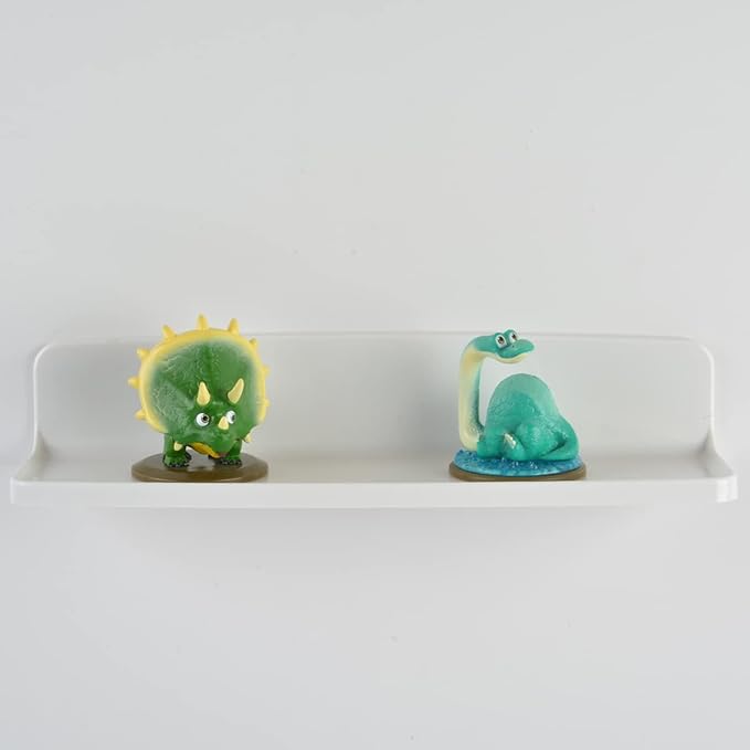 Stick On Small Wall Shelf,White Floating Shelves Wall Mounted - Adhesive Strips | Plastic Hanging Display Shelf for Bedroom,Kitchen,Living Room,Bathroom,Office (2Pcs/Set)