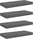 Set of 4 Glossy Grey Honeycomb Floating Wall Shelves, MDF and Metal Modern Storage, High-Gloss Finish Easy Clean, Display Books and Decor, Sturdy Installation for Living Room