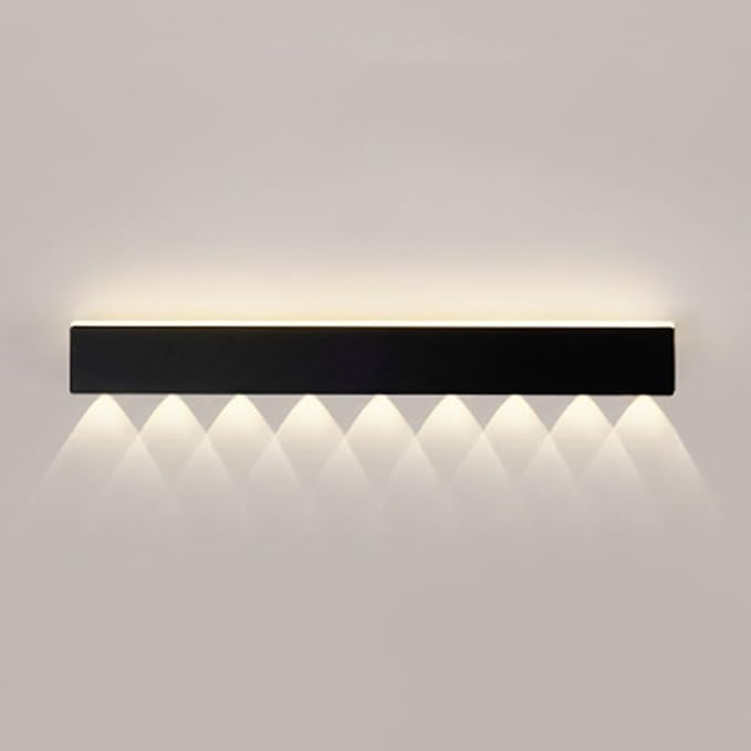 LED Wall Light, Ultra-Thin Black Metal Sconce with Mini Spotlight, Up and Down Lighting for Bedroom, Living Room, and Hallway - 3000K Warm White(80CM)