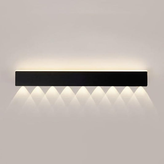 LED Wall Light, Ultra-Thin Black Metal Sconce with Mini Spotlight, Up and Down Lighting for Bedroom, Living Room, and Hallway - 3000K Warm White(80CM)