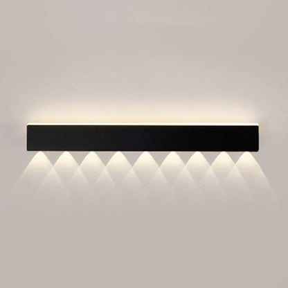 Black Long Strip Wall Light, Ultra-Thin Metal Wall Sconce, Modern LED Wall Lamp with Mini Spotlight, Up and Down Lighting Wall Lights, 3000K Warm Light Decorative Wall Lamp Fixture