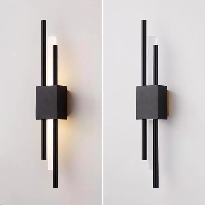 LED Linear Wall Sconce Lighting Modern Wall Lamp Indoor Wall Wash Light 10W 3 Color Mode Wall Mounted Lamps Hardwired Vanity Sconces for Living Room Bedroom Hallway (Color : Svart, Size : L