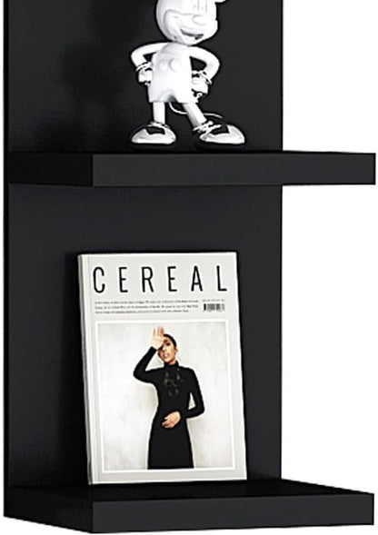 Versatile 7 Tier Wall Shelf Unit,Black Lack Wall Shelf,Display Floating Shelf with LED Remote Control Light