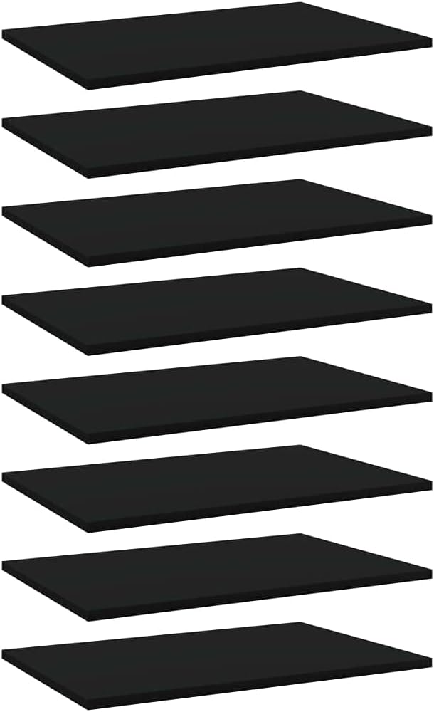 Set of 8 Floating Shelves, 23.6 x 15.7 Inch Engineered Wood Storage Boards for Wall Mounting, Matte Black Decorative Shelving for Living Room, Kitchen, and Office Organization