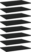 Set of 8 Floating Shelves, 23.6 x 15.7 Inch Engineered Wood Storage Boards for Wall Mounting, Matte Black Decorative Shelving for Living Room, Kitchen, and Office Organization