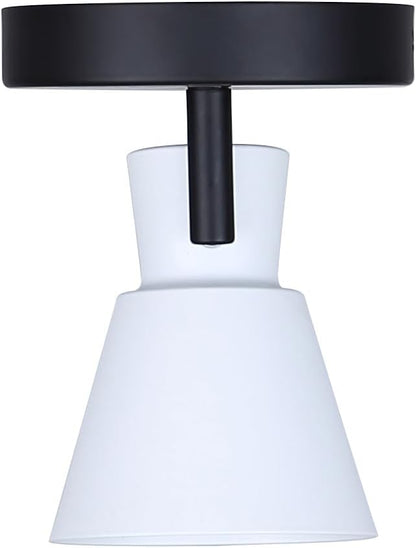 Canarm Radley 1-Light Ceiling or Wall Light, Matte Black and White Metal Shade, Minimalist Design with Adjustable Head, Ideal for Kitchen, Hallway, or Living Room