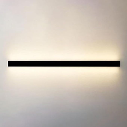 Modern LED Linear Wall Sconce - Black Minimalist Wall Mount Light Fixture for Bedroom, Hallway, Office, Living Room (3000K, 50cm)