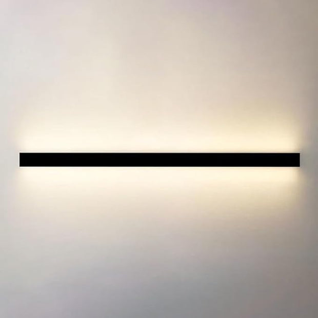 Modern Black Linear LED Wall Sconce - Minimalist Indoor Wall Mount Light Fixture for Bedroom, Hallway, Office, and Living Room (3000K, 100cm)