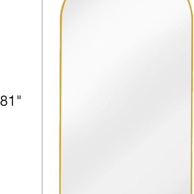 Arched Full Length Mirror, Floor Mirror with Stand, 41"x81" Large Mirror, Wall Mirror Full Length, Gold Floor Length Mirror, Body Floor Mirror, Wall Mounted Mirror for Bedroom, Gold