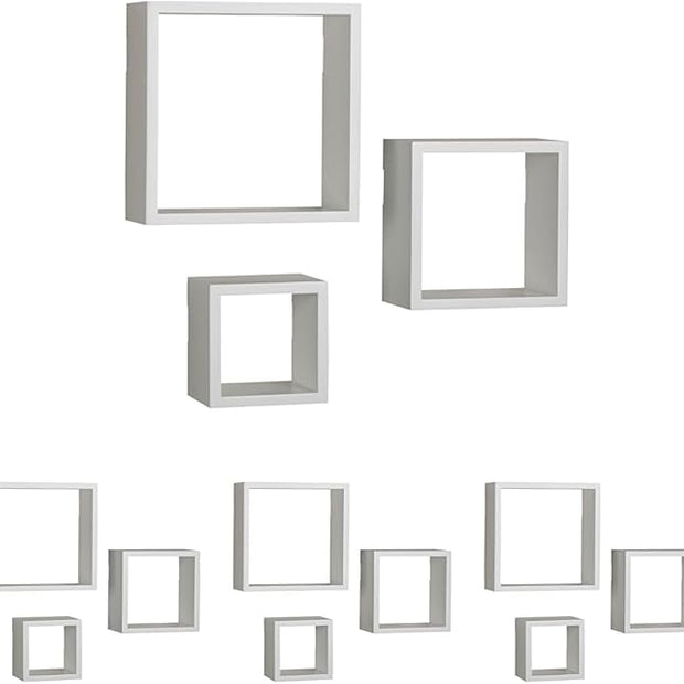 MELANNCO Floating Square Cube Shelves, for Bedroom, Living Room, Bathroom, Kitchen, Nursery, White (Pack of 12)