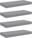 Wall Shelf Set of 4 Gray Honeycomb MDF Metal Medium Floating Shelves for Modern Storage and Display