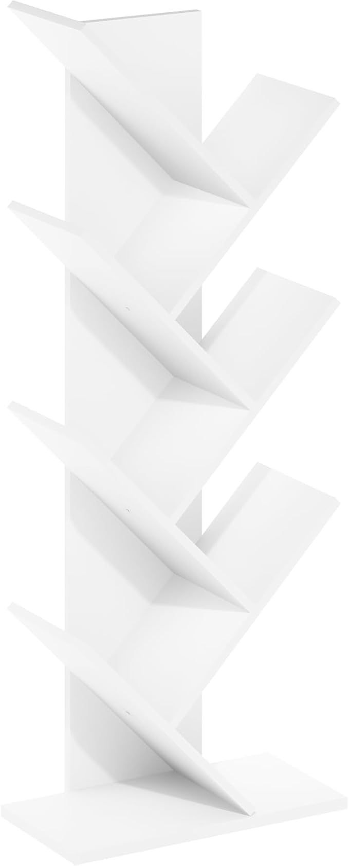 Furinno Tree Book Shelf, 7-Tier Bookshelf, Tree Bookcase for Room Decor, 8.4 x 15.7 x 39.4, for Living Room, Bedroom, Home Office, White