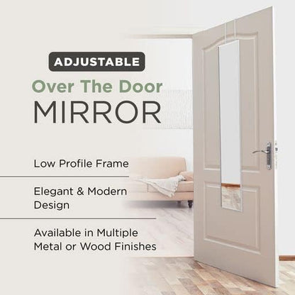 Over The Door Mirror, Full Length Hanging Mirror 48 x 13.7 Inches, Aluminum Frame, Slim Door Mirror for Bedroom, Bathroom, Closet
