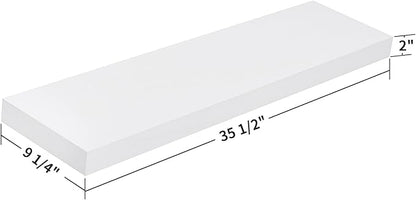 WELLAND 36 inch White Mission Floating Shelves for Wall, Bathroom Wall Mount Shelves, Wood Modern Display Shelves, Book Shelves,for Bedroom,Living Room and Kitchen