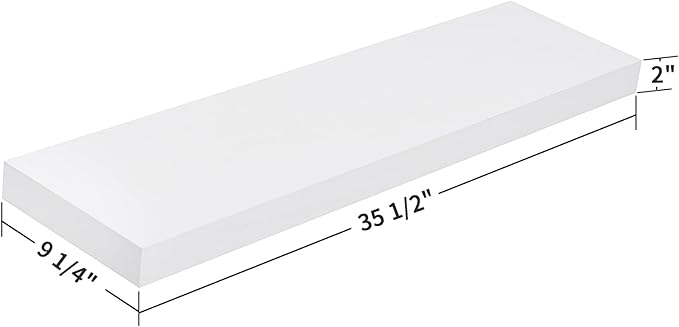 WELLAND 36 inch White Mission Floating Shelves for Wall, Bathroom Wall Mount Shelves, Wood Modern Display Shelves, Book Shelves,for Bedroom,Living Room and Kitchen