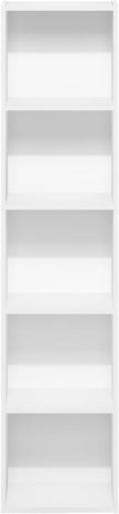Furinno PASIR Book Shelf, 5-Tier Modern Bookshelf, Open Shelves Bookcase 9 x 12 x 52, for Living Room, Bedroom, Home Office, White