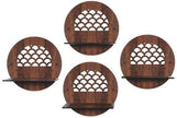 Round Decorative Wall Mounted Floating Shelves, Wooden Scalloped Design, Set of 4, Brown