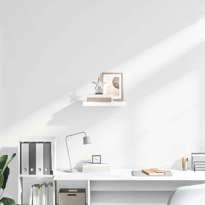 High Gloss White Honeycomb MDF Floating Wall Shelf with Metal Bracket, 4-Piece Set for Modern Home Decor and Smart Storage Solution
