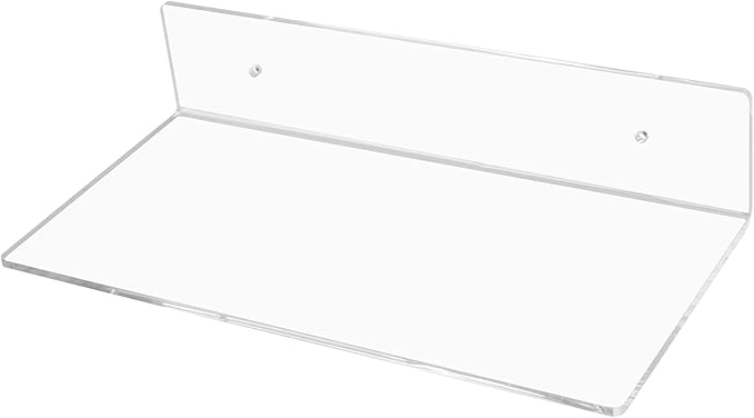 6 Pack Acrylic Floating Shelves, 12 x 6 inch Clear Wall Mounted Display Storage Rack, 4.5 mm Thick Invisible Acrylic Shelf for Living Room, Office, Bedroom