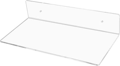 6 Pack Acrylic Floating Shelves, 12 x 6 inch Clear Wall Mounted Display Storage Rack, 4.5 mm Thick Invisible Acrylic Shelf for Living Room, Office, Bedroom