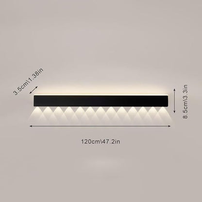 LED Wall Light, Ultra-Thin Black Metal Sconce with Mini Spotlight, Up and Down Lighting for Bedroom, Living Room, and Hallway - 3000K Warm White(120CM)
