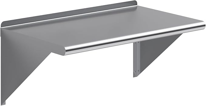 AmGood 18 in. x 30 in. Stainless Steel Wall Shelf | NSF | Metal Shelving | Garage, Laundry, Storage, Utility Room | Restaurant, Commercial Kitchen