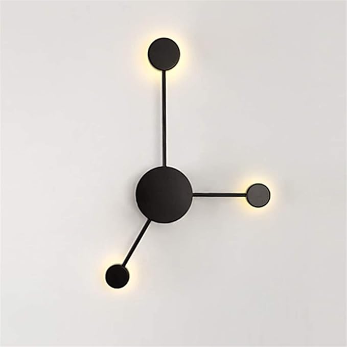 LED Wall Sconce Mid-Century Wall Lamp Lighting Fixture Black Finish丨Acrylic Indoor Modern Wash Wall Spot Light丨Wall Mount Lamps for Living Room Bedroom Hallway Home Room Decor (3 Light3000K)