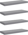 Set of 4 Grey Honeycomb MDF Floating Wall Shelves with Metal Brackets, Modern Matte Finish for Living Room Bedroom Office, Durable Storage Display Organizer