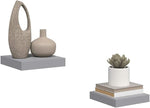 Gray MDF Floating Wall Shelf Set of 2, 9.1x9.3x1.5 Inch Square Shelves for Modern Home Decor, Invisible Mounts for Easy Installation, Durable Display Storage for Books