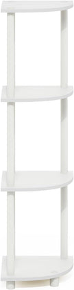 Furinno Turn-N-Tube Corner Shelf, 4-Tier Corner Bookshelf, Display Storage Shelves with Open Shelves, for Organization and Storage, Living Room, Home Office, Garage, White