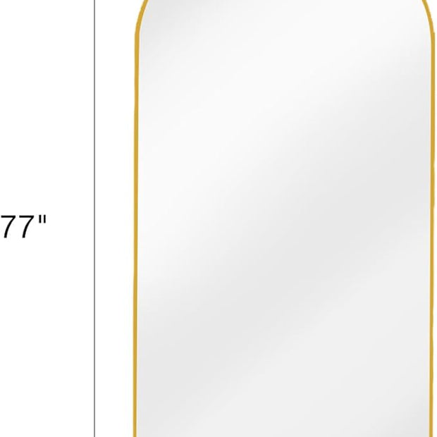 Arched Full Length Mirror, Floor Mirror with Stand, 38"x77" Large Mirror, Wall Mirror Full Length, Gold Floor Length Mirror, Body Floor Mirror, Wall Mounted Mirror for Bedroom, Gold