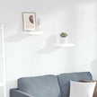 Set of 2 High Gloss White Honeycomb MDF Floating Wall Shelves with Metal Brackets for Modern Home Storage and Display