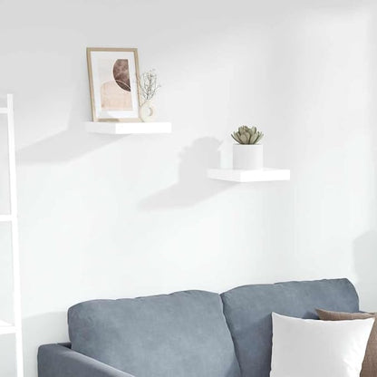 Wall Shelf Set of 2 High Gloss White Honeycomb MDF Metal Floating Shelves for Stylish Storage and Display, Modern Space-Saving Design with Easy Installation
