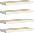 Wall Shelf Set of 4 Oak and White Honeycomb MDF with Metal Standard, Floating Shelves for Living Room Office, Invisible Mounting System, Durable Display Storage Organizer