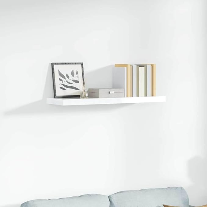 High Gloss White Honeycomb MDF Floating Wall Shelf with Metal Brackets, Modern Minimalist Design for Home and Office Display, Easy Installation and Strong Support, 4-Piece Set