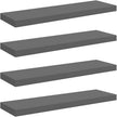 Set of 4 High Gloss Grey Honeycomb MDF and Metal Floating Wall Shelves, Modern Display Storage for Living Room Office Study, Durable Mounted Shelving Unit with Stylish Design